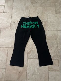 chiefing heavily flared sweats