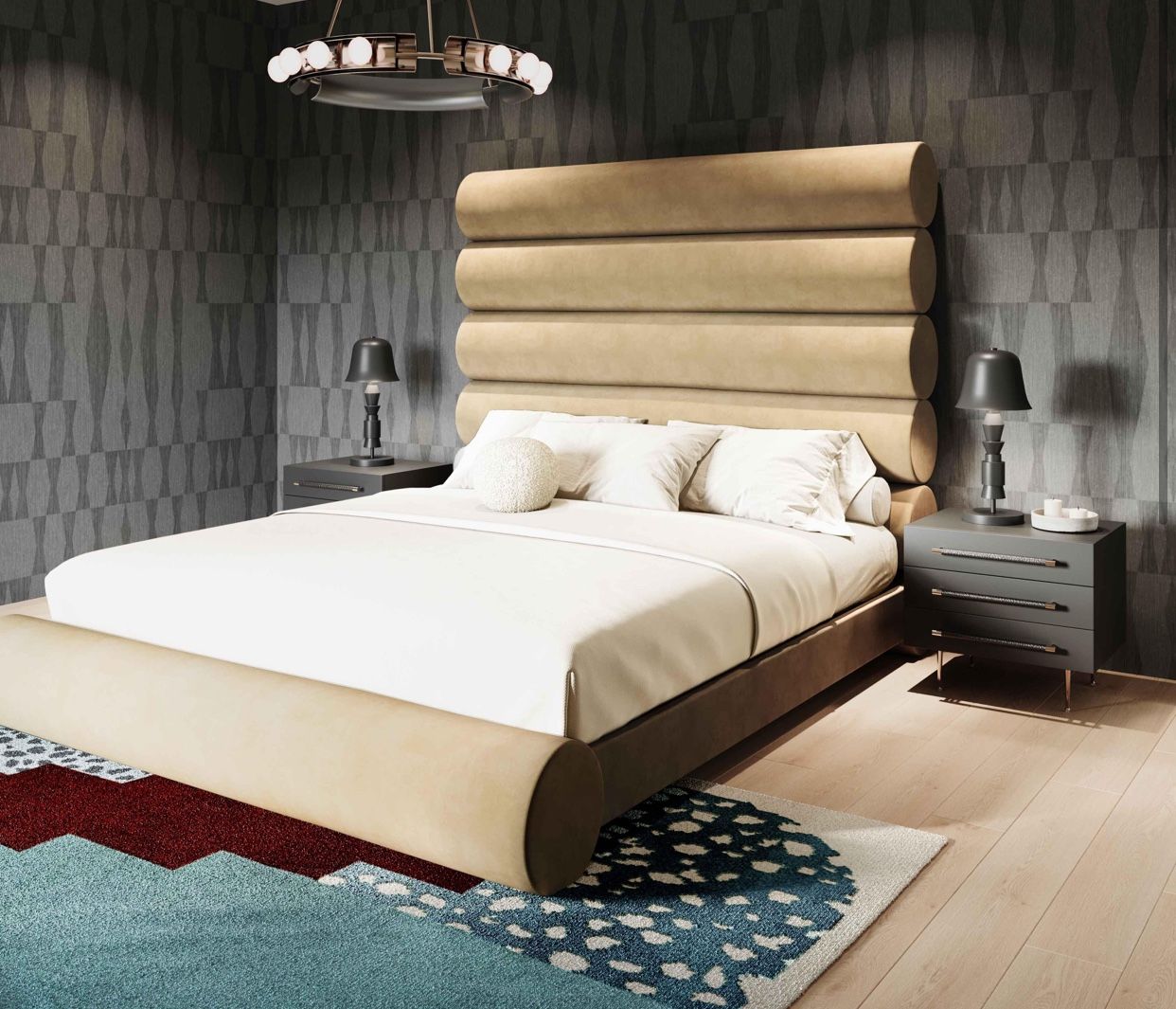 Champagne Velvet Bed In Queen(TODURWIN) $799 FREE LOCAL DELIVERY