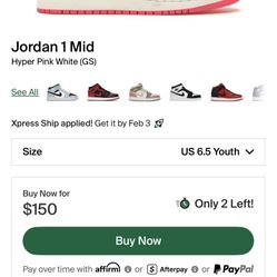 Jordan 1 Mid  Hyper Pink White 