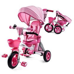 🚲 For Sale: JMMD 7-in-1 Folding Baby Tricycle – Pink | Ages 18 Months to 5 Years Adjustable Parent Handle • Safety Harness • Removable Canopy • Strol