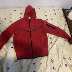 Red Nike Tech Fleece Windrunner Hoodie And Pants Full Set