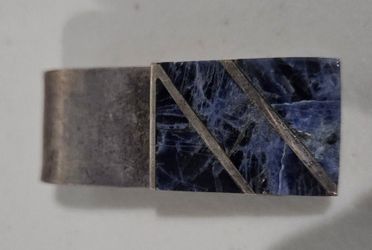 Vintage 70s Taxco Silver (.925) and Stone Inlay Money Clip