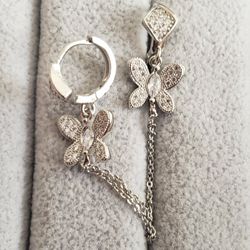 Small Hoops Earrings With Butterfly 🦋 And Paved Zirconia 
