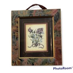 Vintage Mary Hughes Watercolor Print Art Floral Bouquet Signed 8.5x9.5 Framed 