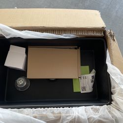 AKDY Black Fireclay 30 In. Single Bowl Apron-Front Kitchen Sink With Basket Strainer