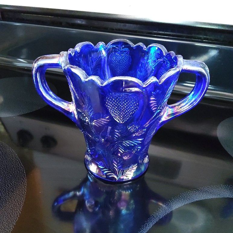 Cobalt Carnival Glass Vase