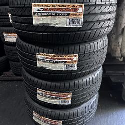 SET OF FOUR NEW TIRES 245/55/18 ARROYO GRANDSPORT A/S INCLUDING MOUNT AND BALANCED, ASK ME FOR SIZES AND BRANDS 