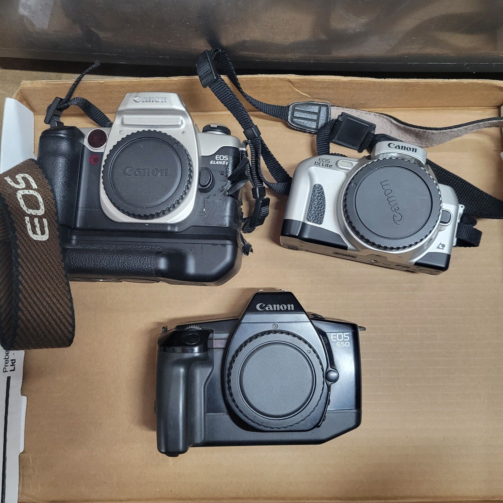 FOR PARTS 3 Canon Film Cameras, Canon EOS 650 , Elan 7, Eos IX lite