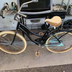 Silver Tan Light Blue And Black Beach Cruiser Bike Bicycle Fixie