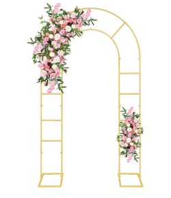 Gold U-Shaped Metal Arched Flower Rack Perfect for Wedding Decorations and Celebrations 7.2 x 4.2 FT Wedding Arch Frame for Birthdays, Parties, and Mo