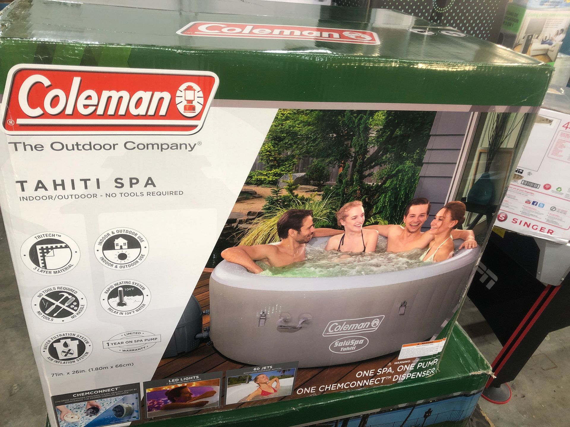 Title Coleman SaluSpa 71" x 26" Tahiti AirJet Inflatable Hot Tub, 24