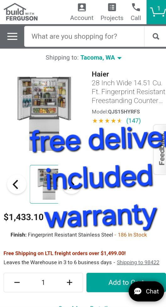 30 Days Warranty (Haier Fridge Counter-Deep Size 28w 26d 69h) I Can Help You With Free Delivery Within 10 Miles Distance 