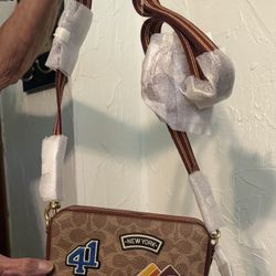 Coach Charter Slim Crossbody Bag in Signature Canvas with Patches