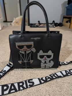 Karl Lagerfeld Paris Black Tote with Rhinestone Karl & Choupette