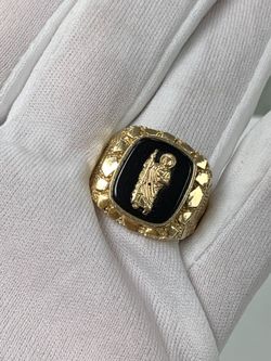 Gold nugget St Judas ring #33646