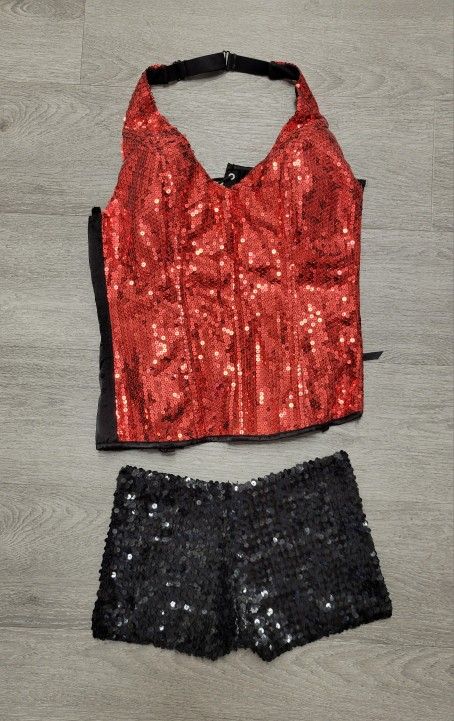 Frederick's of Hollywood Sequined Corset Top & Stretchy Shorts Costume