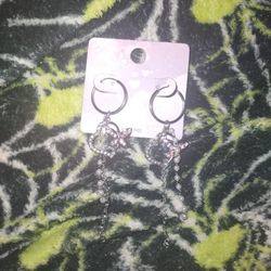 Pink Butterfly And Heart Earrings 