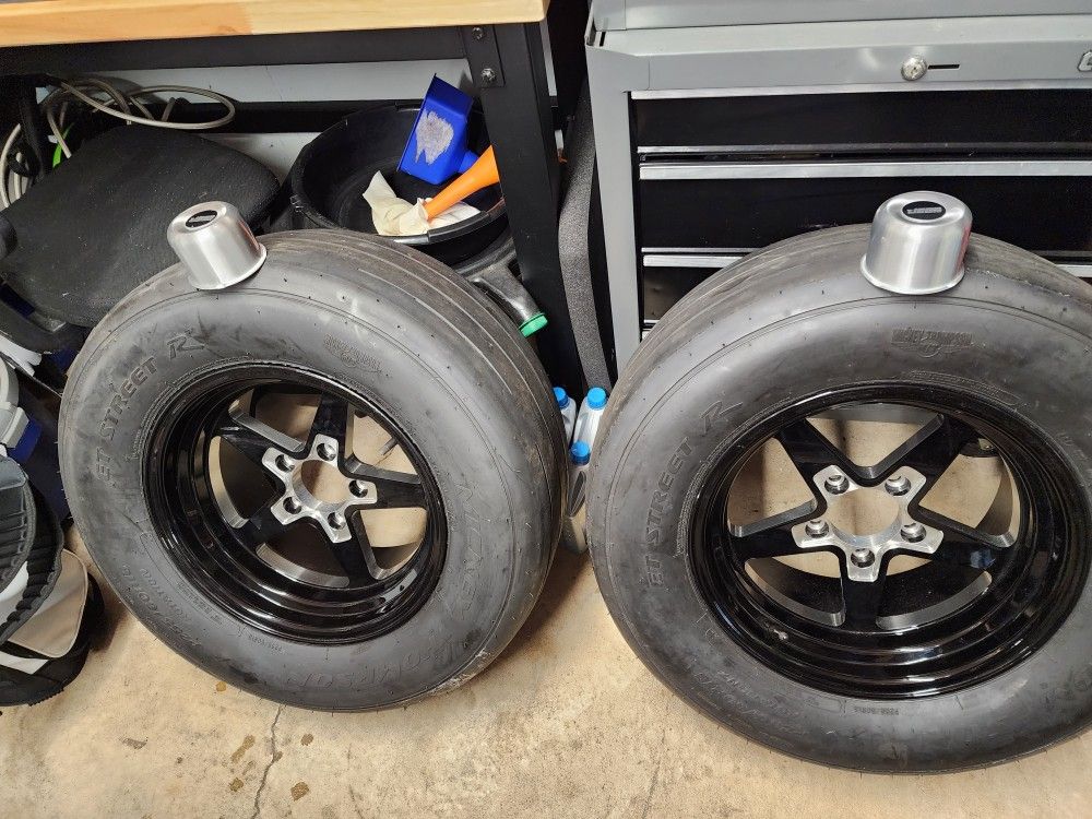 2 New 15x8 JEGS SSR Star Wheels with Mickey Thompson ET Street R Drag Radials 255/60/R15