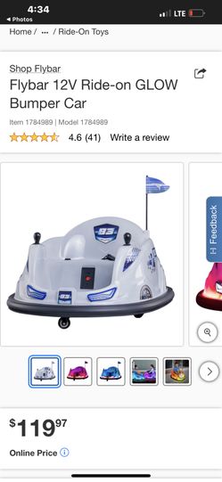 Ride On Glow Bumper Car, Flybar, 12V Rechargeable