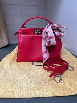 Fendi Mini Peekaboo Smooth Calfskin Red