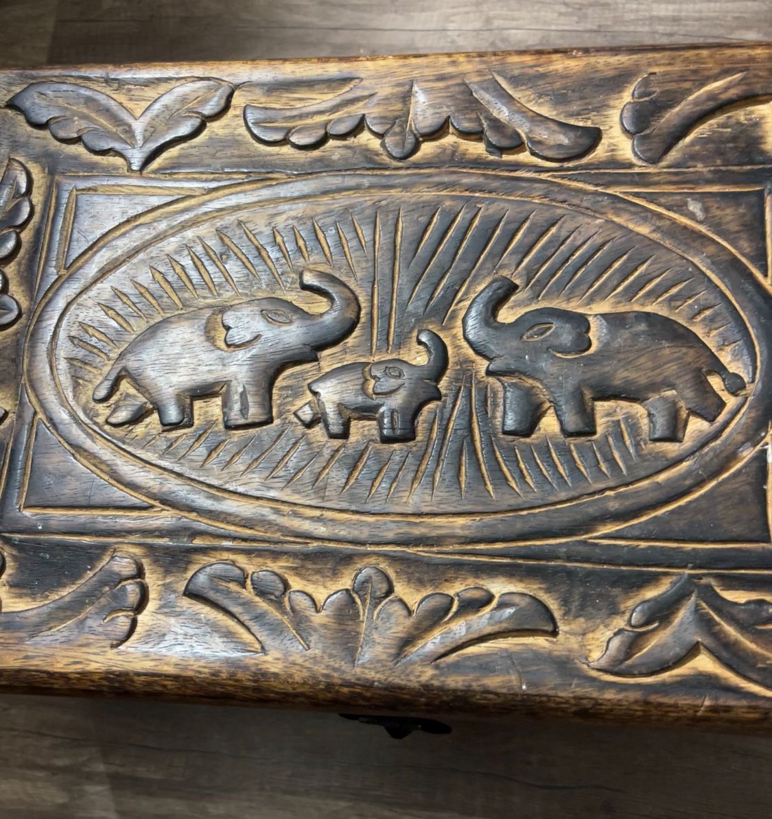 Carved Wooden Elephant Box