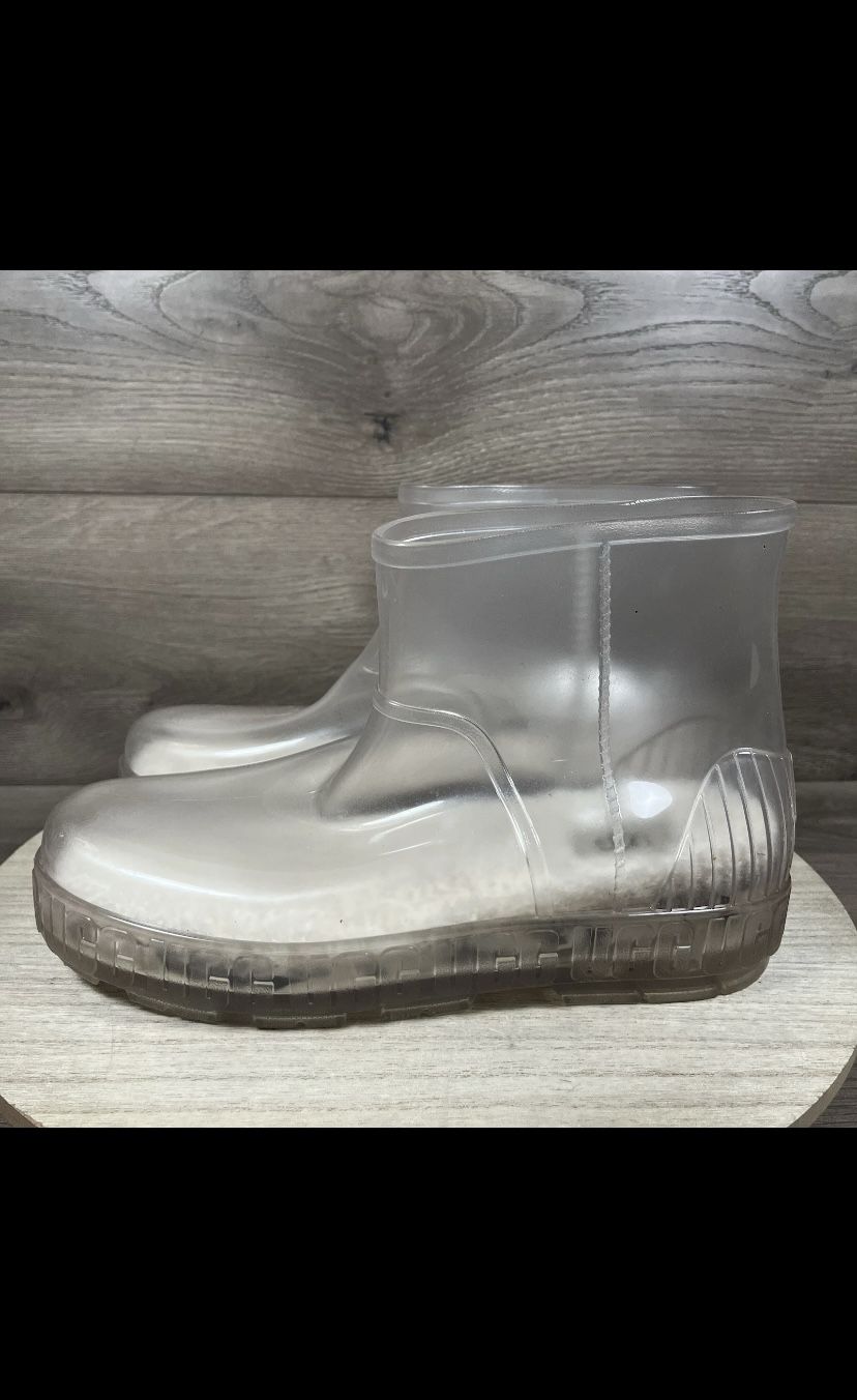 UGG Drizlita Clear Waterproof Rubber Rain Boots Shearling Insoles Womens Size 8