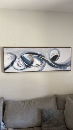Blue, Tan and White Canvas Painting