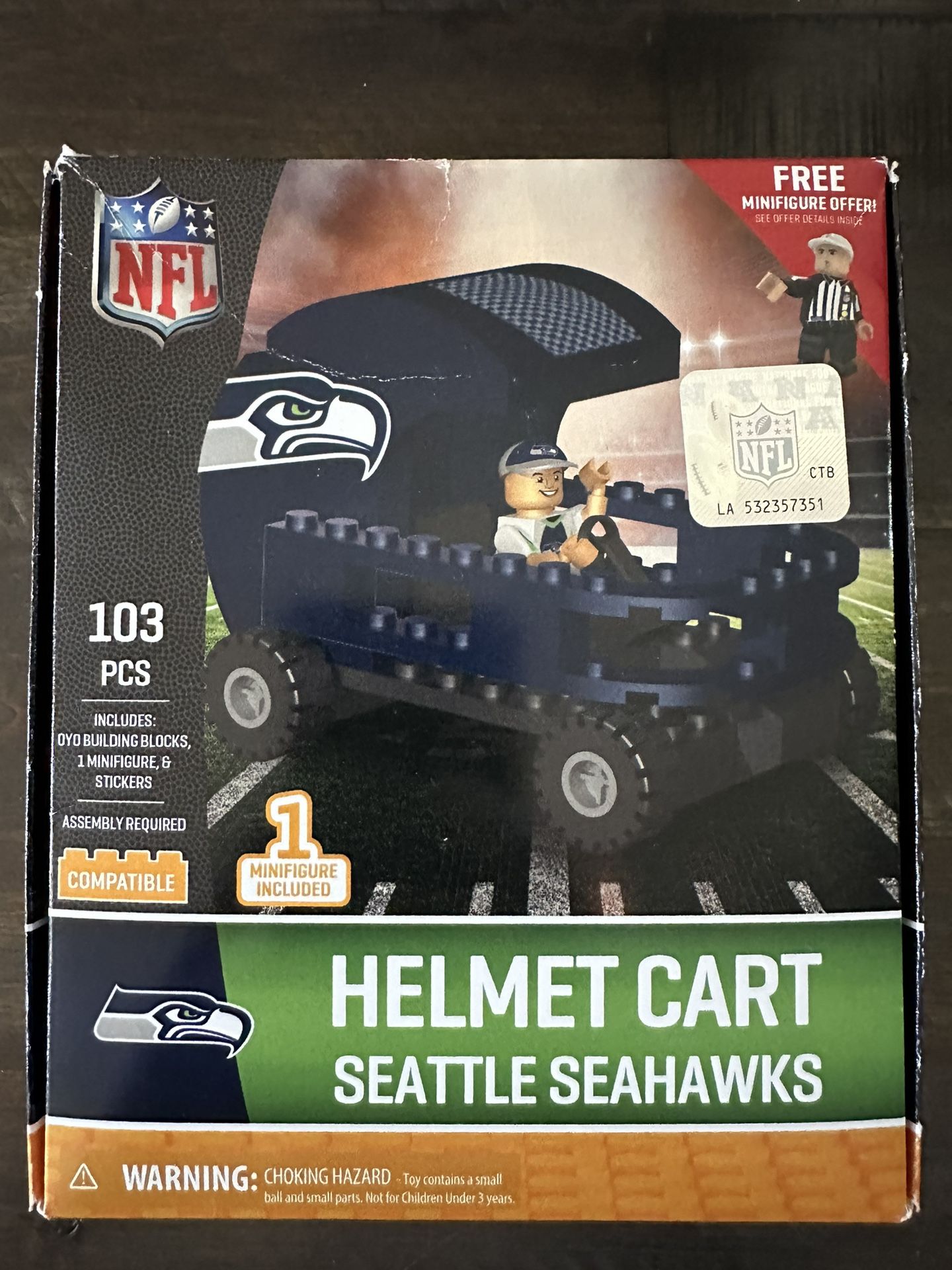 Seattle Seahawks Helmet Cart Lego Kit