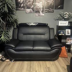 3piece black leather sofas