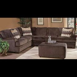 Olympian Chocolate Sectional without Ottoman

