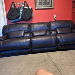 Leather Sofa With 3 Electric Recliner 
