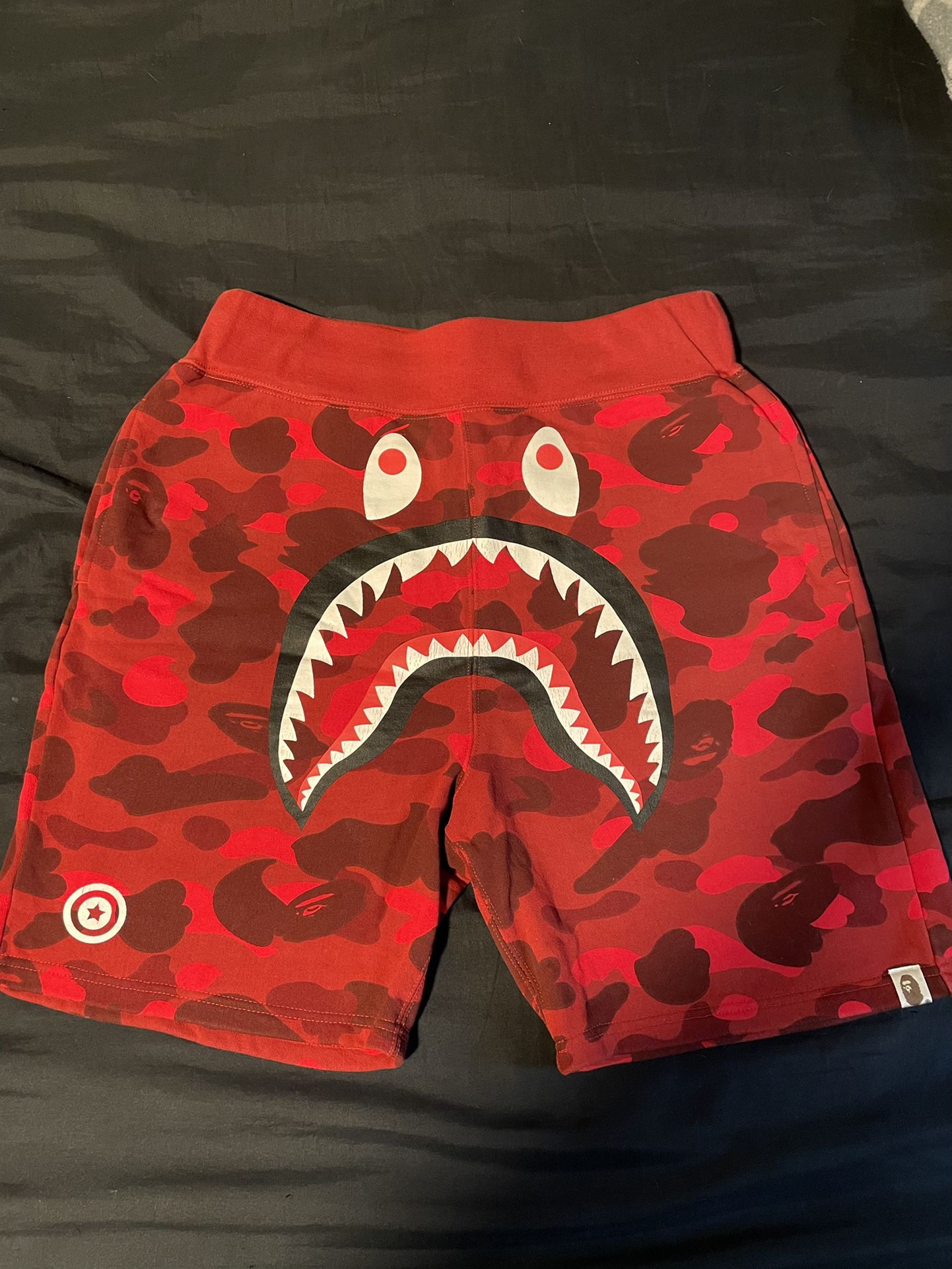 Bape Red Camo Shark WGM Shorts L