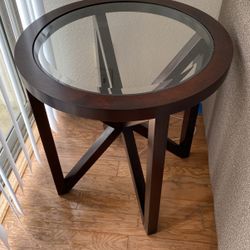 Mid Century Style Wood And Glass Side Table