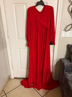 Red Long Sleeve Maxi Dress
