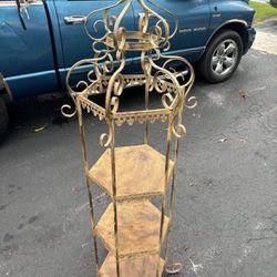 Vintage Wrought-Iron 3 Tier Plant Stand 14”x14x”x64”H