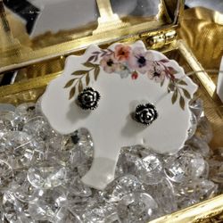 925 Sterling Silver Rose Stud Earrings