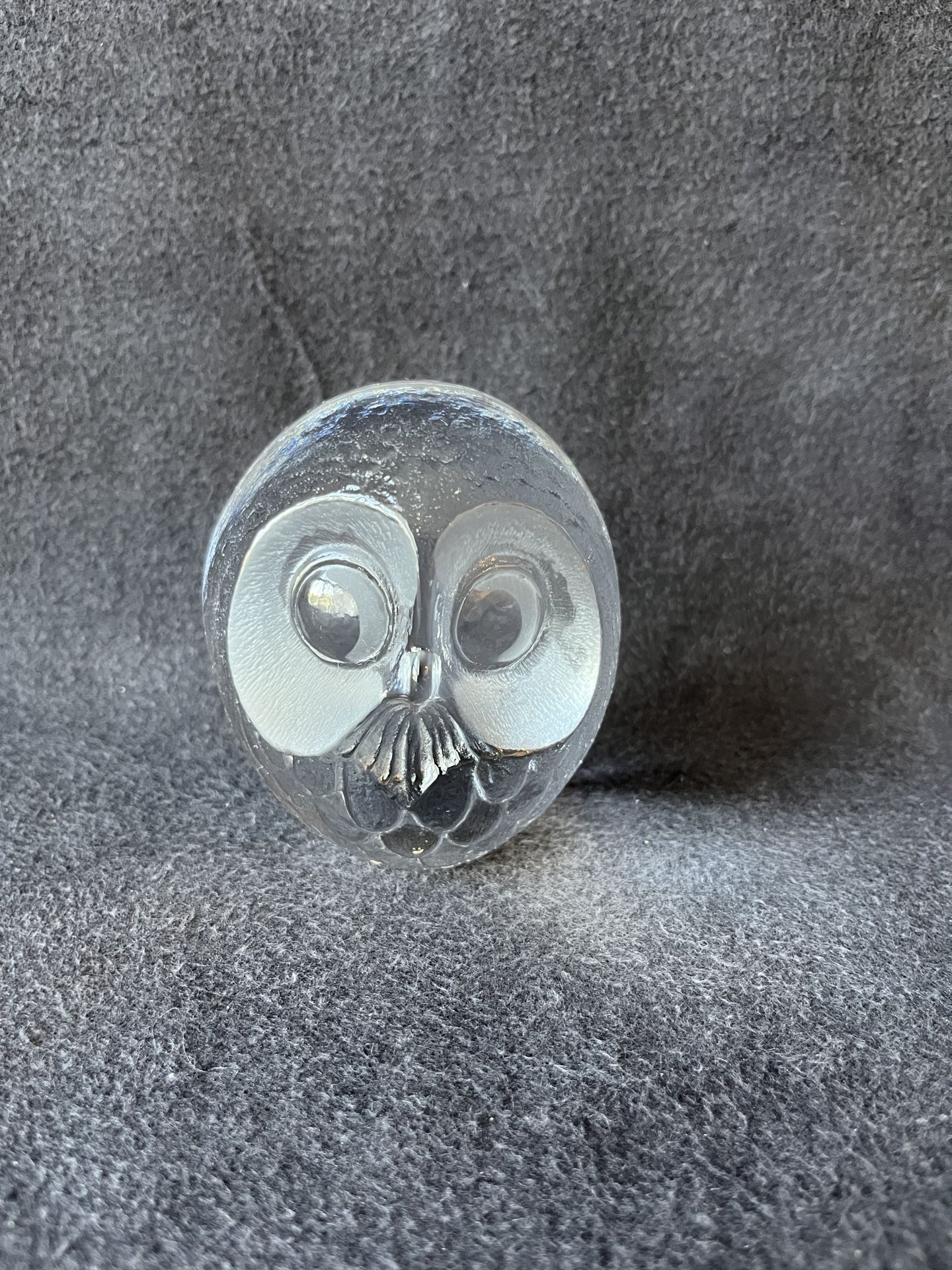 Owl Paper Weight Solid Clear Glass