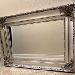 Large Ornate Silver Framed Mirror 