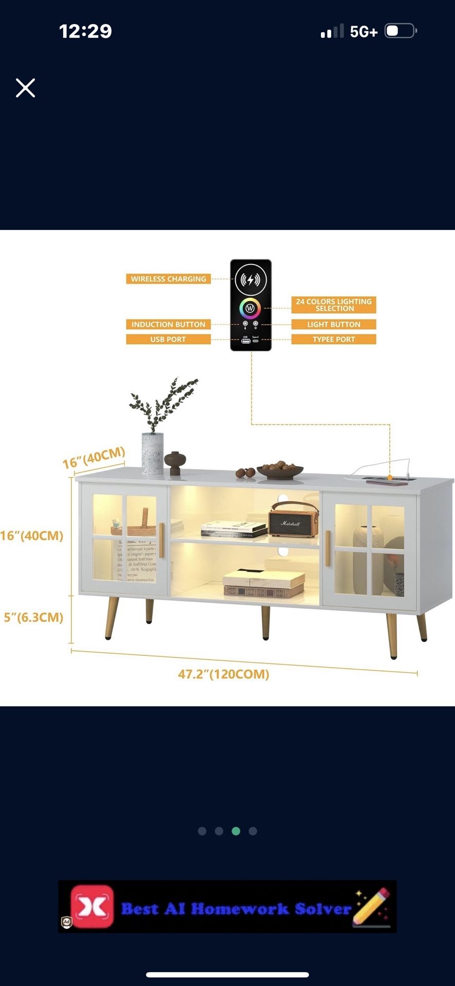 White TV Stand With Lights