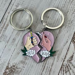 Brand New Best Buds Bestie Keychain Set Gift Idea 