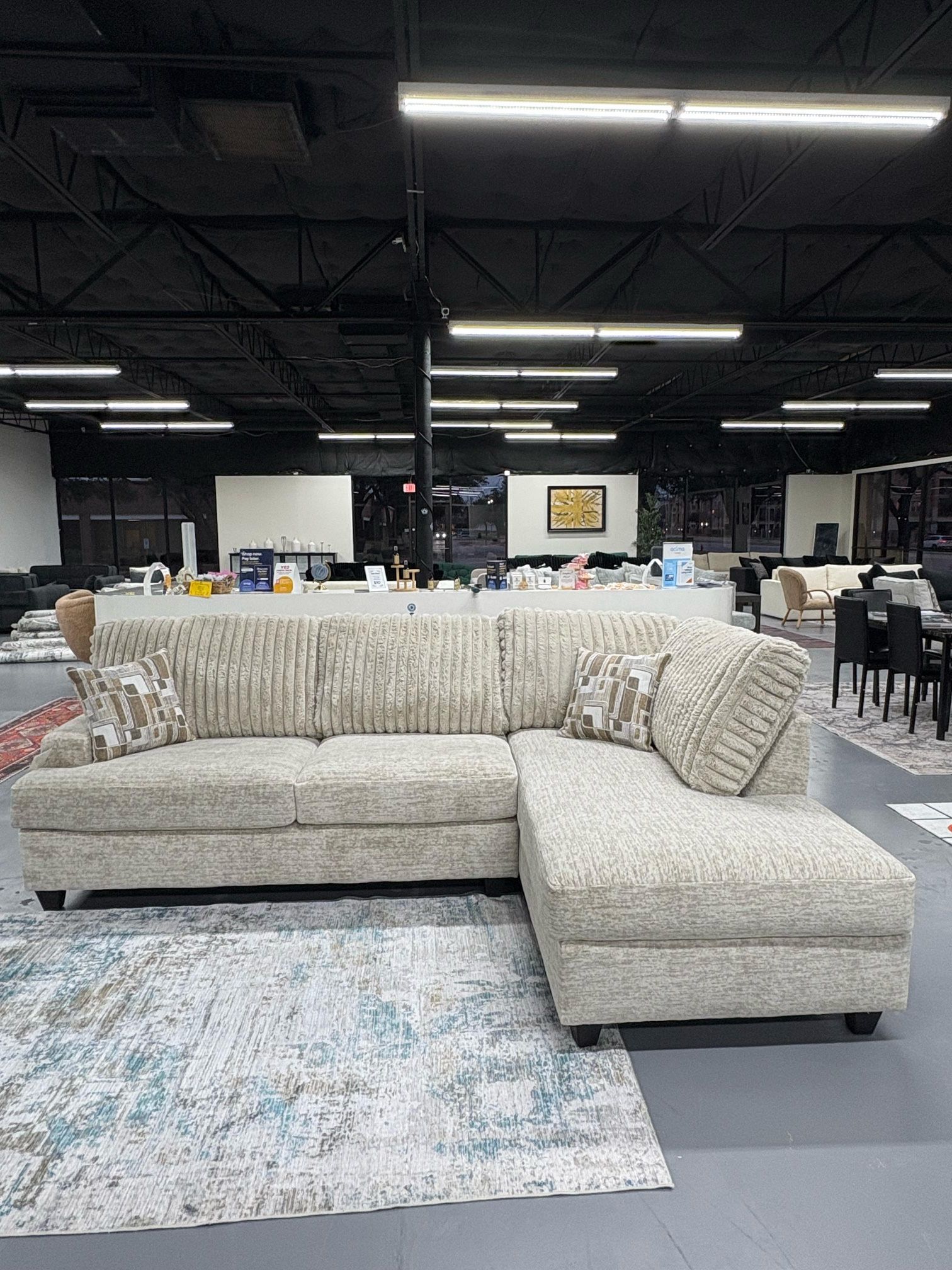 Beige corduroy sectional Sofa