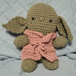 Small Crocheted Baby Yoda Stuffed Animal 