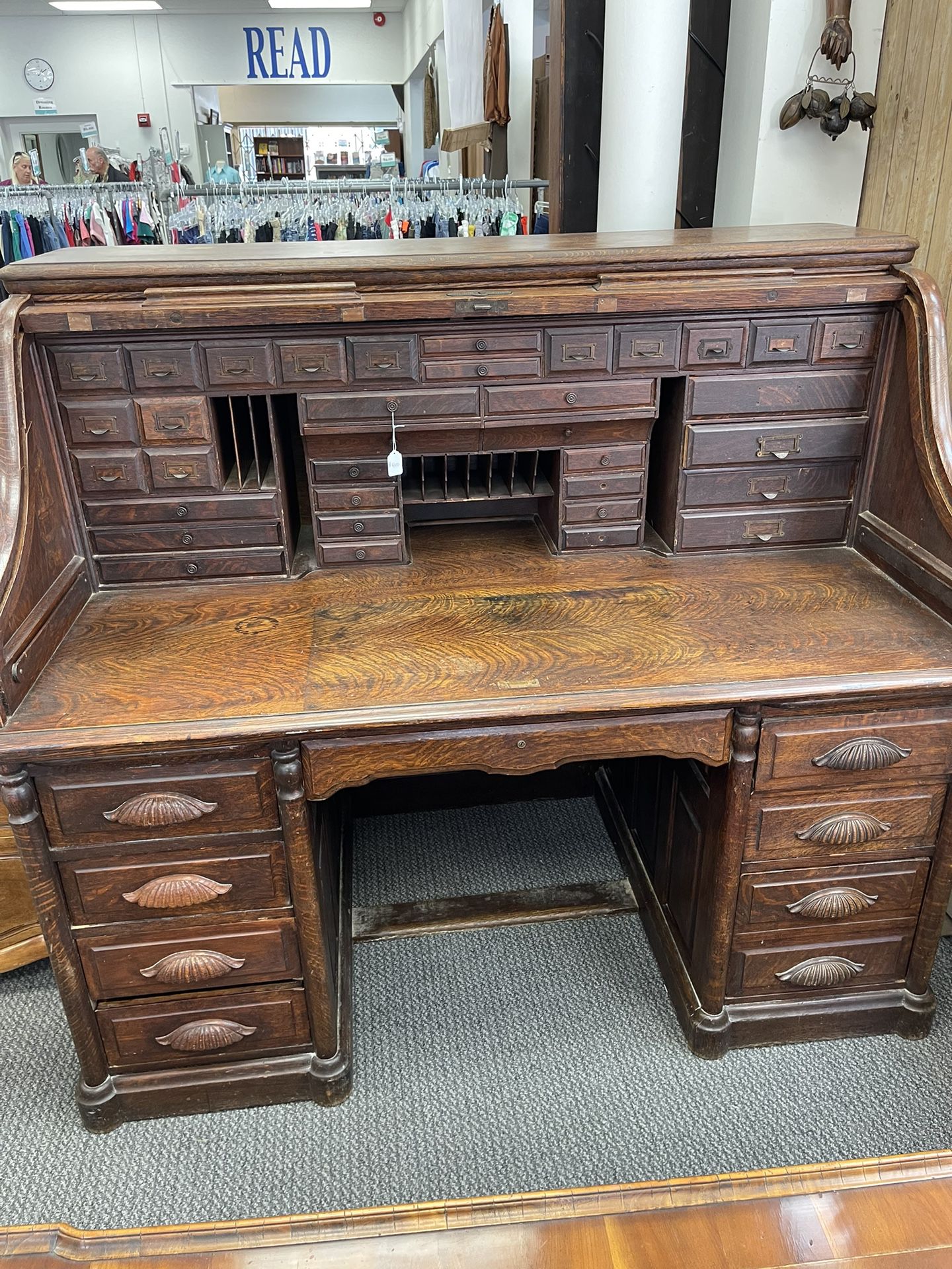 Large antique Roll Top secretary desk 