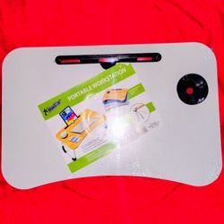 New White Portable & Foldable Table Workstation For Laptop & Drink