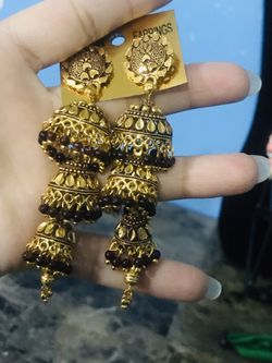 Indian party jumka earring red wine color