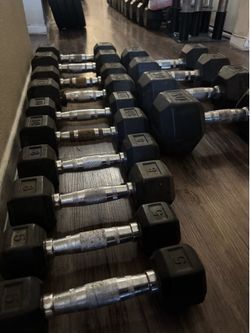 Dumbbell weights 2x5, 2x8, 2x10, 2x12, 2x20, 2x25 and 2x30 lbs $160 FIRM! (220 TOTAL WEIGHT )