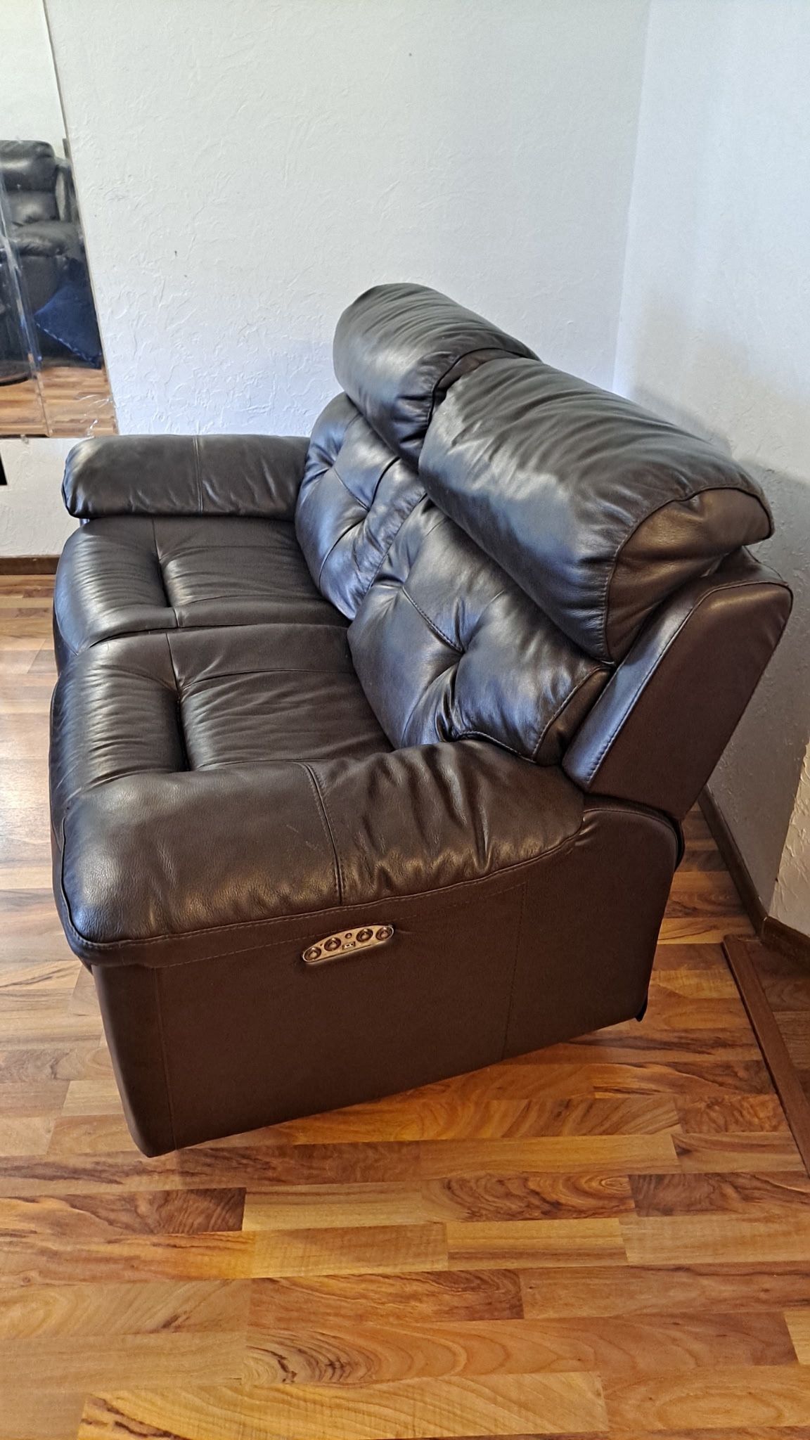 Brown Leather Reclining Loveseat Sofa