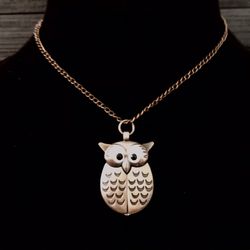 Brass Owl Quartz Clock Pendant Necklace/ We Ship Fast! Any Size, Same Price!