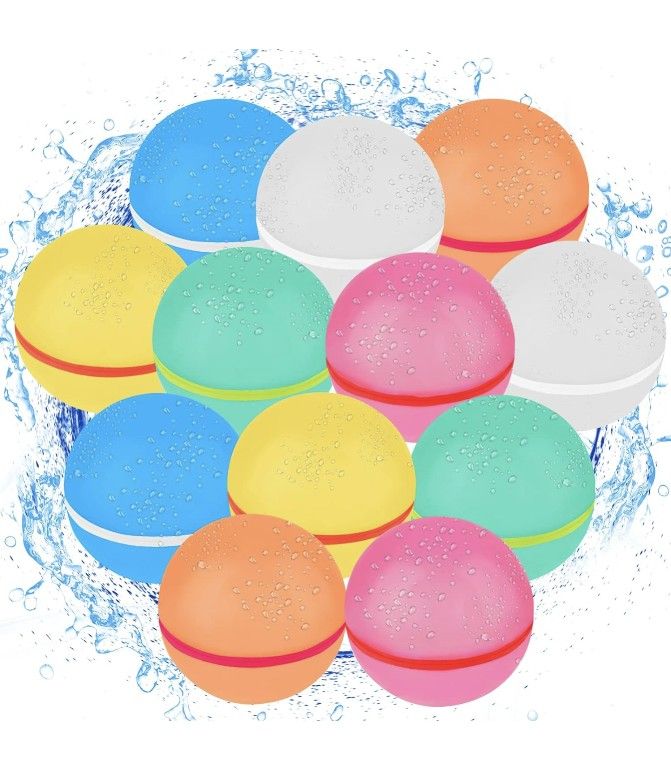 Reusable Water Balloons, Hamsoo Refillable Water Balls Pool Toys for Kids 4-8, Magnetic Silicone Self-Sealing Quick Fill Splash Balls for Kids Ages 8-