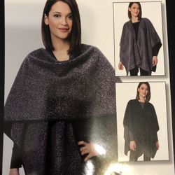 Ike Behar Reversible Fashion Charcoal/Black Wrap NEW